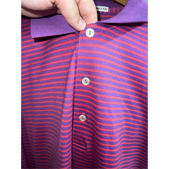 Purple & Pink Peter Millar Crown Crafted Golf Polo Shirt Size L - Picture 3 of 7